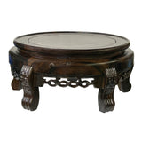 7.5" Display Top Solid Wood Round Shape Stand Easel With Silver Line Inlay n601S
