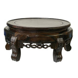 5.75 " Display Top Solid Wood Round Shape Stand Easel With Silver Line Inlay n604S