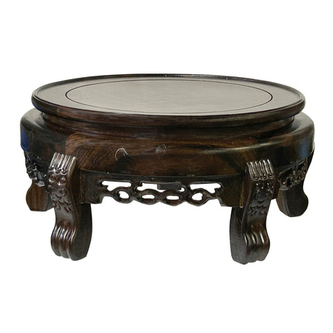 7.5" Display Top Solid Wood Round Shape Stand Easel With Silver Line Inlay n601S