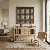 traditional Chinese square lattice rustic wood wall art