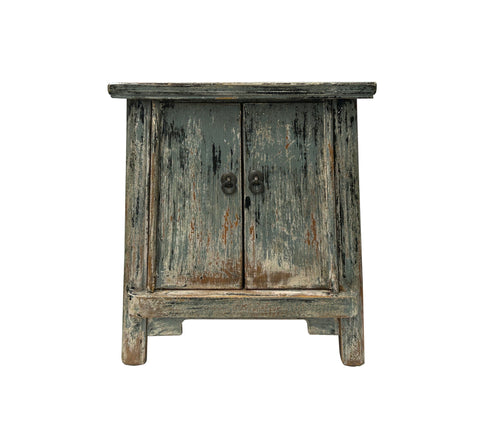 16.25" Distressed Blue Gray 2 Doors End Table Nightstand Chest ws4604S