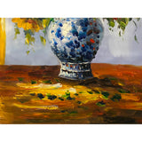 Impasto Oil Paint Canvas Art Sunflowers BW Vase Scroll Painting ws3443S