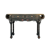 black altar table with two drawerrs