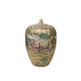 Hand Crafter Vintage Chinese Famille Rose People Scenery Oval Round Porcelain Jar ws4565S