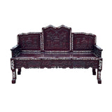 Vintage Chinese Oriental Rosewood Mother of Pearl Long Bench Chaise ws4669S