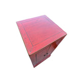 Distressed Orange Red Color Slim End Table Nightstand Cabinet ws4415S