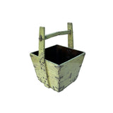 Vintage Rustic Light Fade Green Square With Handle Wood Bucket ws4510S