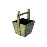 Vintage Rustic Light Fade Green Square With Handle Wood Bucket ws4510S