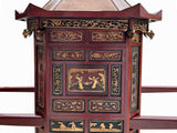 Chinese Vintage Red Gold Carving Wedding Cart Bridal Sedan Chair Display cs7775S