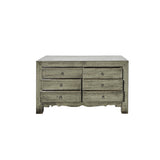 Distressed Light Gray Olive 6 Drawers Credenza Storage Sideboard Cabinet ws4456S