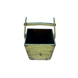 Vintage Rustic Light Fade Green Square With Handle Wood Bucket ws4510S