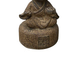 Oriental Gray Stone Little Lohon Monk Playing GoChess Statue ws3634S