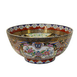 Chinese Oriental Vintage Round Black Golden Enamels Scenery Flower Bowl ws791S