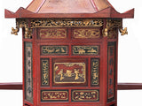 Chinese Vintage Red Gold Carving Wedding Cart Bridal Sedan Chair Display cs7775S