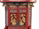 Chinese Vintage Red Gold Carving Wedding Cart Bridal Sedan Chair Display cs7775S