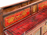 Vintage Chinese Fujian Golden Carving Wedding Trunk Cabinet Chest cs7792S