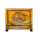 Chinese Gansu Style Distressed Orange Yellow Flower Console Cabinet cs5846S
