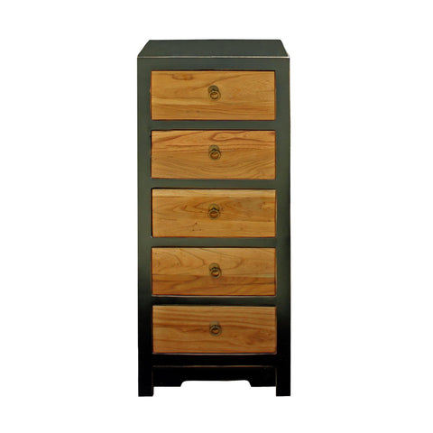 Black & Brown Five Drawers Slim Chest of Drawers Cabinet cs4184S