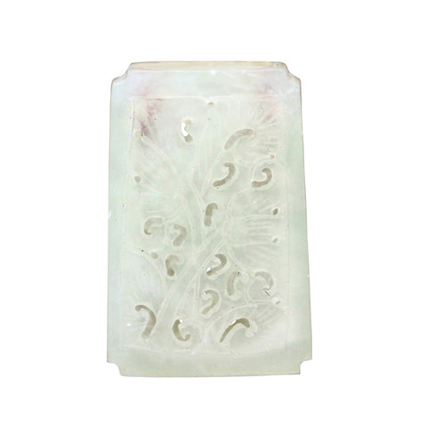 Carved Jade Rectangular Shape Modern Chinese Sachet Bag Perfume Bottle Pendant n541S