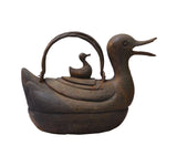 Heavy Rustic Iron Duck Shape Teapot