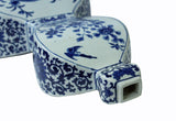 Chinese Blue White Porcelain Flower Bird Graphic Flat Gourd Shape Vase cs2460S