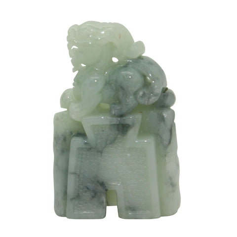 Table Top Carved Natural Green Jade Feng Shui Pixie Bell Figure & Pendant k327NS