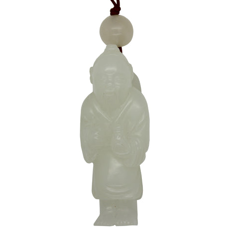 Hand Carved Chinese White Jade Jadeite Scholar Figure Ornament k132NS