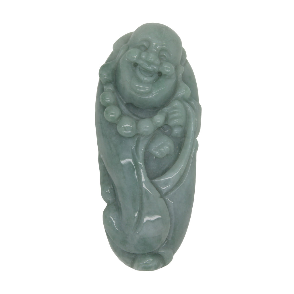 Jade Pendant Light Green Happy Buddha, Laughing Buddha Figure n453S Jade Pendant Light Green Happy Buddha, Laughing Buddha Figure n453S