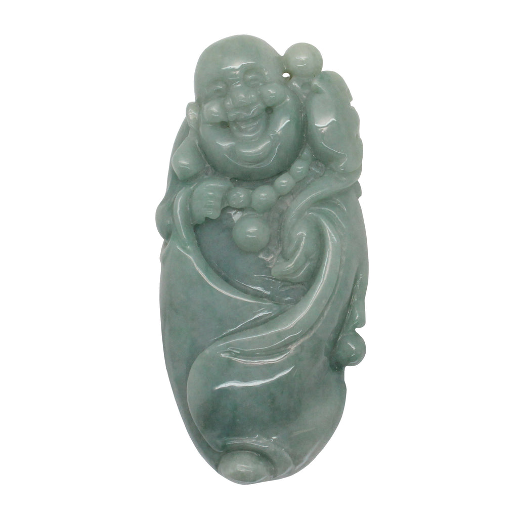 Green Jade Pendant Happy Buddha, Laughing Buddha Figure k217NS