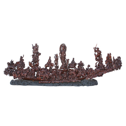 rosewood Guanyin, Bodhisattva, 18 Arhats statue