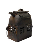 Rectangular Shape Rustic Iron Teapot WIth Charcoal Stove On Bottom