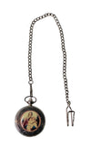 Round Shape Lady & Baby Hugging Painting Chain Pocket Watch