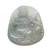 Natural Green Jade Sitting Kwan Yin, Bodhisattva, Goddess Of Mercy Pendant k336SN