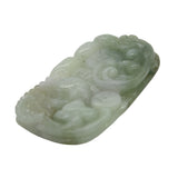 Zodiac Jade Pendant With Flying Dragon Spiral On Money Wave And Longevity Peach k331NS