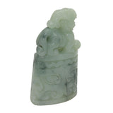 Table Top Carved Natural Green Jade Feng Shui Pixie Bell Figure & Pendant k327NS