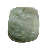 Zodiac Jade Pendant With Flying Dragon Spiral On Money Wave And Longevity Peach k331NS