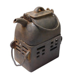 Rectangular Shape Rustic Iron Teapot WIth Charcoal Stove On Bottom