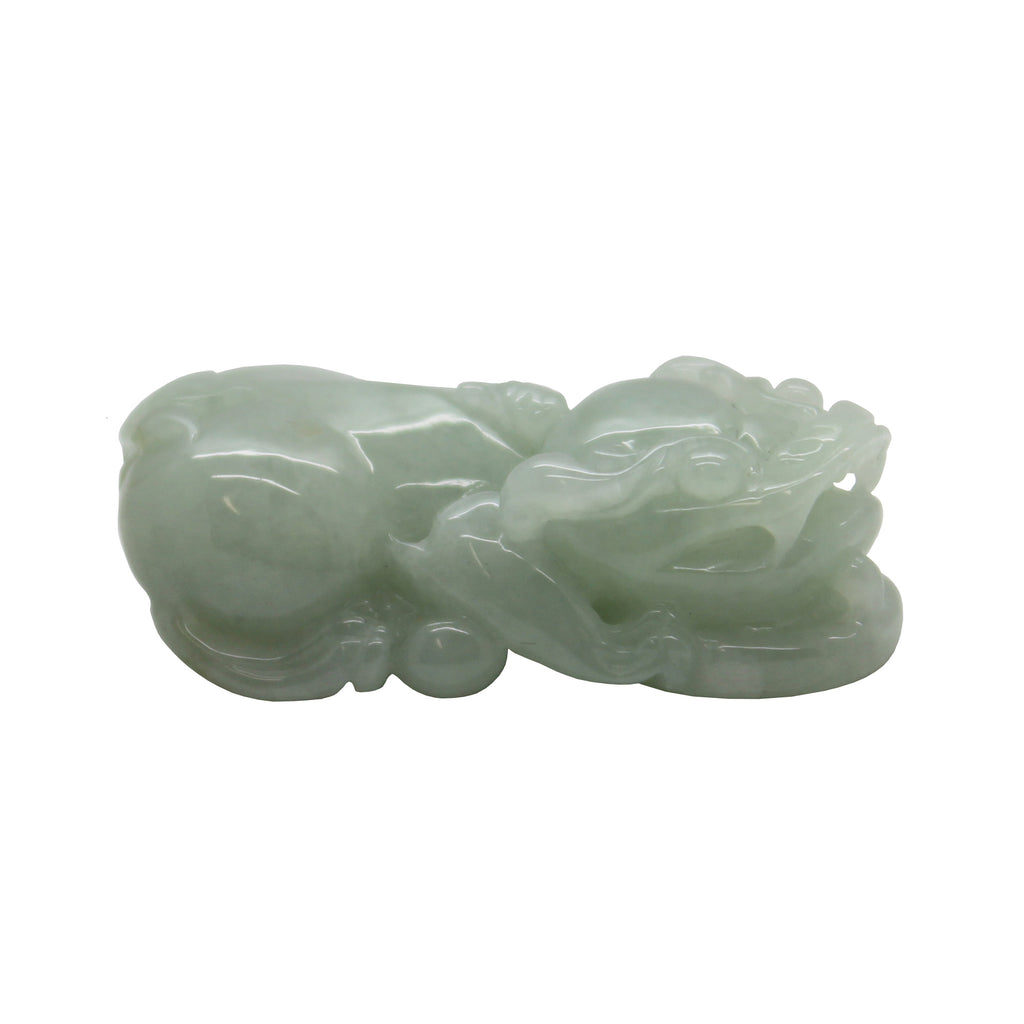 Chinese Hand Carved Natural Green Jade Feng Shui Lucky Pixiu Figure Pendant k349NS