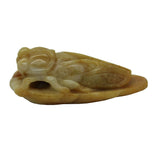 Hand Crafted Jade Pendant Yellow And White Cicada Zen Ornament Figure k173NS