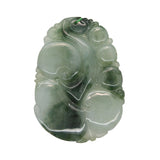 Carved Natural Jade Flying Dragon Spiral On Luyi Wave And Longevity Peach Pendant k312NS