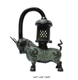 Ancient Illumination: Shang Dynasty Inspired Green Bronze Ox Candle Display Vessel vs370S