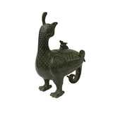 Vintage Reproduction Green Bronze Peacock Vessel – Handmade Ritual Artifact ws1486S