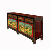Handmade Vintage Chinese Sideboard – Lotus Pond Koi Fish Painted Sideboard Console Table Cabinet cs7138S