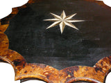 Handmade Vintage Old Shanghai Star-Shaped Pedestal Table with Marble Inlay Wood Mix cs960S