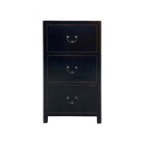 black lacquer end table - 3 drawers dresser - chinese drawers nightstand
