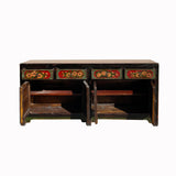 Handmade Vintage Chinese Sideboard – Lotus Pond Koi Fish Painted Sideboard Console Table Cabinet cs7138S