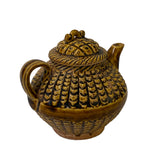 Chinese Handcrafted Rustic Ware Brown Glaze Teapot with Traditional Floral Patterns Art ws2663S