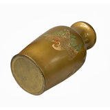 Handmade Chinese Accent Ceramic Vase – Distressed Matte Gold with Crane Relief Motif ws1847S