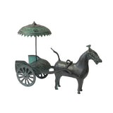 Chinese Rustic Dark Green Black Vessel Ancient Horse Cart Display ws1520S