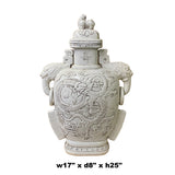 Chinese Ceramic Off  White Color Dragon Elephant Ear Large Jar ws1371S